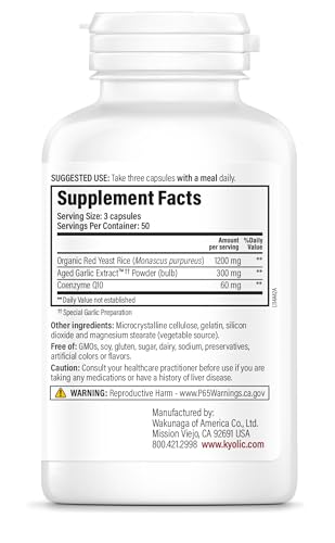 Kyolic Aged Garlic Extract Formula 114, Red Yeast Rice CoQ10, 150 Capsules