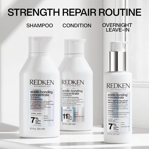 Redken Acidic Bonding Concentrate 24/7 Night & Day Serum For Damaged Hair - Nourishes & Restores, Overnight Repair & Protection