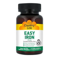 Thumbnail for Country Life Easy Iron 25 mg | Gentle, Non-Constipating Iron Supplement | Supports Energy & Red Blood Cell Production | Certified Gluten-Free & Vegan | 90 Vegan Capsules