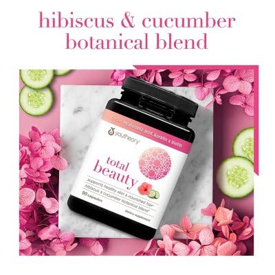 Youtheory Total Beauty, Hibiscus and Cucumber Botanical Blend. 90 Capsules