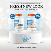 Thumbnail for Doctors Best Fully Active Folate 800 with Quatrefolic, Supports Fetal Health, Non-GMO, Gluten Free, Vegan 60 Veggie Caps
