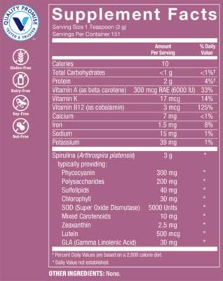 The Vitamin Shoppe Spirulina Powder, Natural - 1 Pound Super Food Green Powder Perfect for Smoothies or Juices, Excellent Source of Vitamin A & B12 with Powerful Antioxidants (1 Pound Powder)