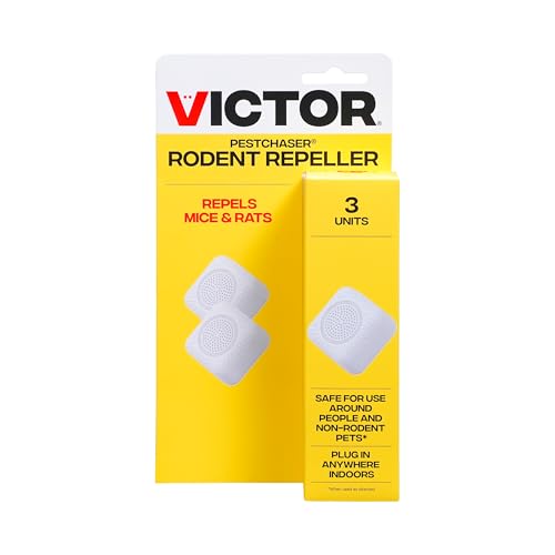 Victor PestChaser Indoor Ultrasonic Rodent Repellent with Nightlight - 3 Pack Rodent Repeller Mouse Deterrent Plug In Devices - Repels Mice Indoors - M753K