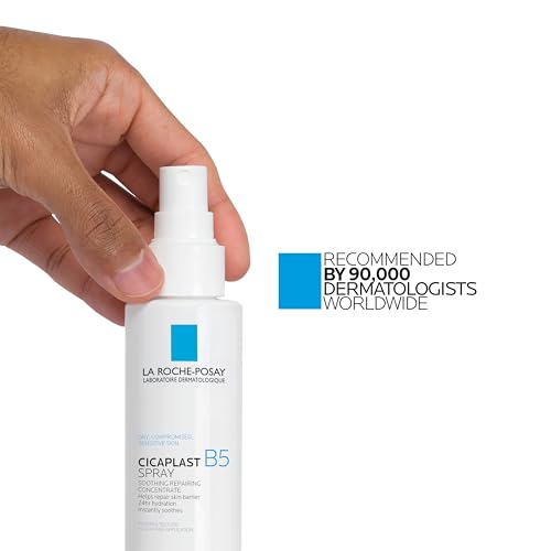 La Roche-Posay Cicaplast B5 Spray With Vitamin B5 Panthenol & Madecassoside, Hydrating Face Mist For Skin Barrier Repair, Soothing Touch-Free Face & Body Spray, Sensitive Skin & Dermatologist Tested