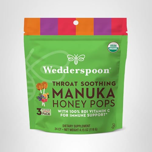 Wedderspoon Organic Manuka Honey Pops for Kids, Variety Pack 24 (Pack of 1)