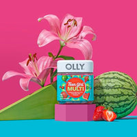 Thumbnail for Olly Teen Girl Multi Gummy, Healthy Skin and Immune Support, 15 Essential Vitamins, Biotin, Zinc, Calcium, Chewable Multivitamin, Berry Melon, 35 Day Supply, 70 Count