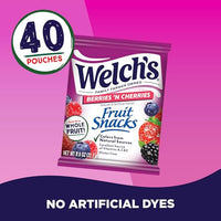 Thumbnail for Welch's Fruit Snacks, Berries 'N Cherries Snack Box, Gluten Free, 0.8oz Snack Packs (Pack of 40)