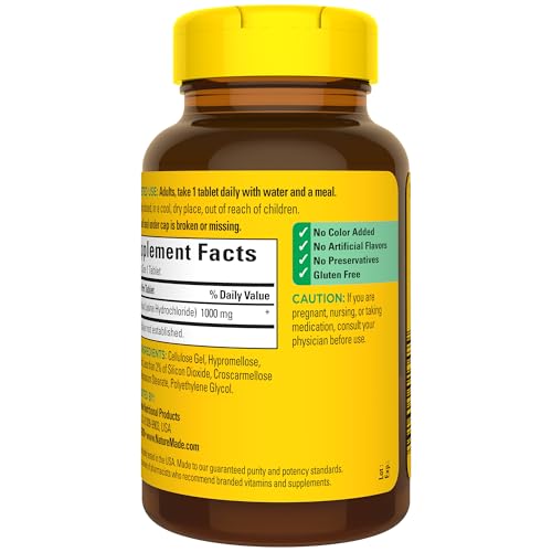 Nature Made L-Lysine 1000 mg, Dietary L-Lysine Supplements, 60 Tablets, 60 Day Supply