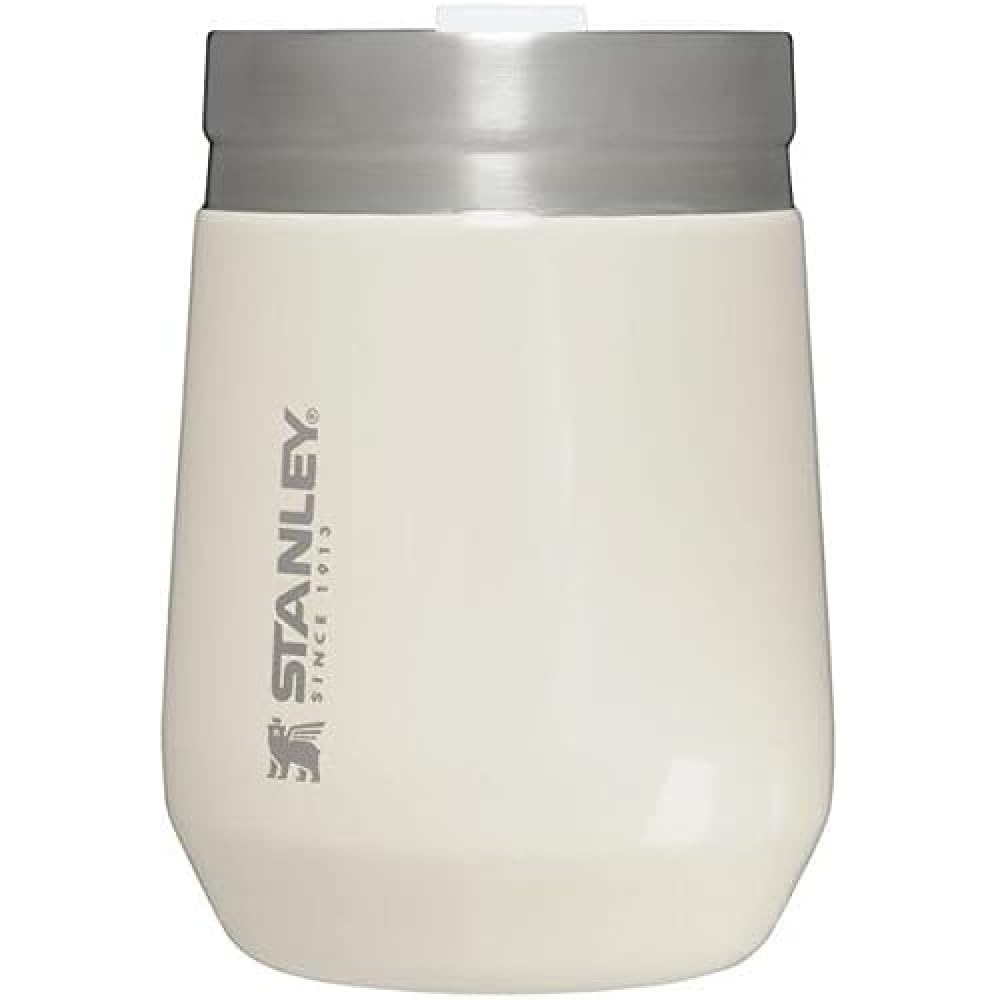 STANLEY GO Everyday Wine Tumbler 10 oz | Press Fit Drink Through Lid | Beverage, Coffee, and Cocktail Cup | Insulated Stainless Steel Wine Glass | BPA-Free | Cream Gloss