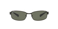 Thumbnail for Ray-Ban RB3364 Metal Rectangular Sunglasses, Black/Polarized Green, 62 mm
