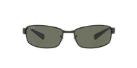 Thumbnail for Ray-Ban RB3364 Metal Rectangular Sunglasses, Black/Polarized Green, 62 mm