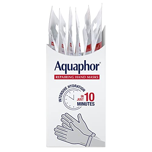 Aquaphor Repairing Hand Masks, Moisturizing Gloves for Dry Hands with Avocado Oil and Shea Butter, Manicure Supplies and At Home Spa Gifts for Mom, Pack of 6