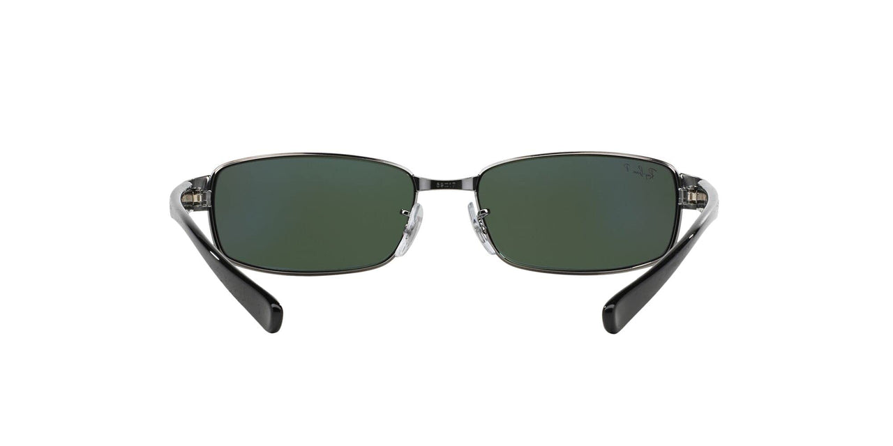 Ray-Ban RB3364 Metal Rectangular Sunglasses, Gunmetal/Polarized Green, 62 mm