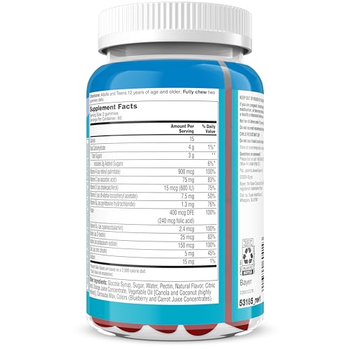 One A Day Teen Boy’s Daily Essentials Multivitamin Gummies, Teen Boy Vitamins with Vitamin C, Vitamin D, Bone Health, Immune Health, Raspberry Natural Flavor, 120 Gummies