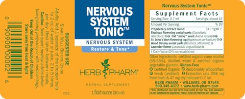 Herb Pharm Nervous System Tonic Liquid Herbal Formula to Strengthen and Calm the Nervous System - 1 Ounce (FASKULL01)