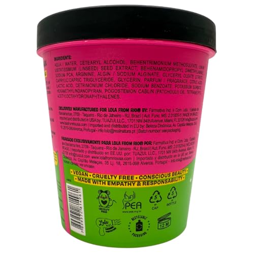 Lola From Rio - Xapadinha - Disciplining Hair Mask For Straight or Straightnened Hair, 55% Alignement, 40% Reduction in Frizz, Intense Shine 15.87 Fl Oz
