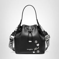 Thumbnail for KARL LAGERFELD Paris Women's Handbags Bucket, Black/Silver, One Size