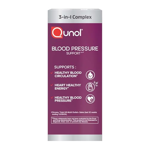 Qunol Blood Pressure Support, 3 in 1 Beets + CoQ10 + Grape Seed Extract, Beet Root Capsules that Supports Healthy Blood Circulation & Heart Healthy Energy, 60 Count (Pack of 1)