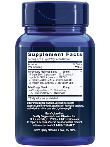 Life Extension FLORASSIST GI with Phage Technology, Digestive Health, probiotic Support, Nutrient Absorption, 7 probiotic strains, bacteriophage Blend, 90 Liquid Vegetarian Capsules