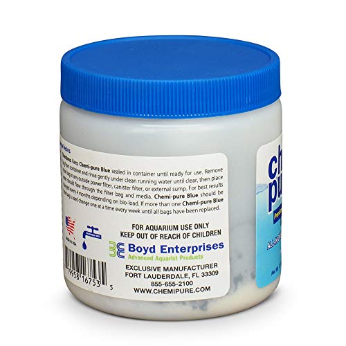 Boyd Chemi?Pure Blue 5.5?oz Aquarium Filtration Media Premium Extruded Carbon + Ion?Exchange Resins in Nylon Bag Clears Toxins, Phosphates & Metals