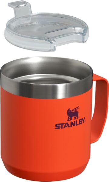 Stanley Stay-Hot Camp Mug 12 oz | Press Fit Drink Through Lid | Cup for Coffee, Tea and Drinks | Insulated Stainless Steel Coffee Mug | BPA-Free | Tigerlily Plum