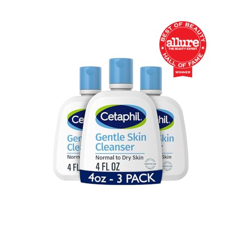 Cetaphil Face Wash, Hydrating Gentle Skin Cleanser for Dry to Normal Sensitive Skin, NEW 4 oz 3 Pack, Fragrance Free, Soap Free and Non-Foaming
