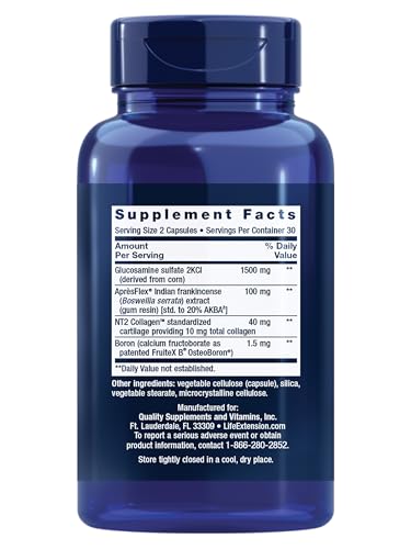 Life Extension ArthroMax® Advanced NT2 Collagen™ & AprèsFlex®, glucosamine sulfate, Boswellia (Indian Frankincense), Joint Health, Mobility, Gluten-Free, Non-GMO, 60 Capsules