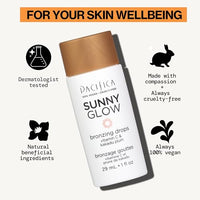 Thumbnail for Pacifica Sunny Glow Liquid Face Bronzer Drops - Face Makeup Bronzing For Face & Cheeks for Instant Sun-Kissed Glow - Vitamin C & Glycolic Acid Infused Liquid Bronzer Illuminating Highlighting Clean