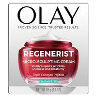 Thumbnail for Olay Face Moisturizer, Regenerist Micro-Sculpting Cream for Women, Fragrance-Free - Anti-Aging, Anti-Wrinkle, Firming Skin Care - Triple Collagen Cream, Peptide, Hyaluronic Acid, Niacinamide, 1.7oz