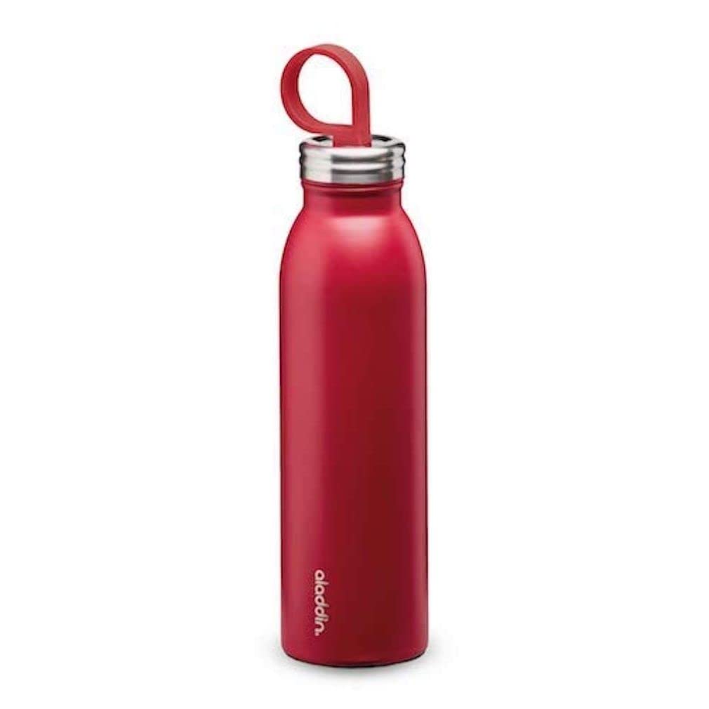 Aladdin Chilled Thermavac Stainless Steel Water Bottle 0.55L Cherry Red â€“ Insulated Metal Water Bottle - Keeps Cold for 9 Hours - BPA-Free Thermos Flask - Leakproof - Dishwasher Safe