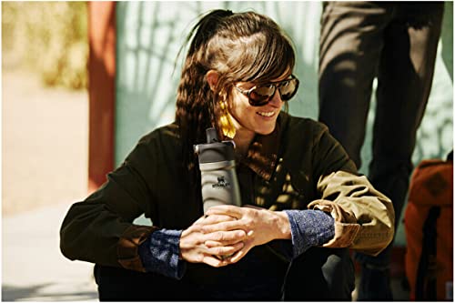 STANLEY IceFlow Flip Straw Water Bottle 22 oz | Built-In Straw for Travel and Sports | Lightweight and Leak Resistant | Insulated Stainless Steel | BPA-Free | Charcoal