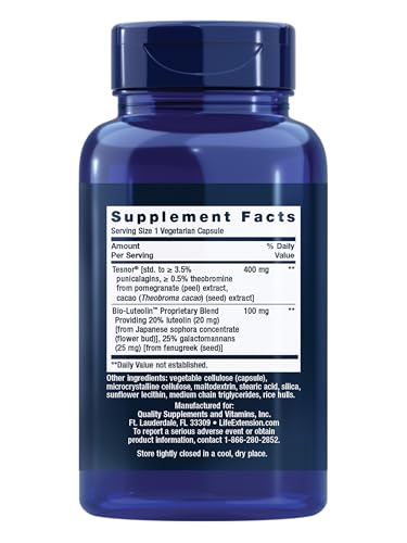 Life Extension Testosterone Elite, Testosterone Supplement, Male Health Support Supplement, Pomegranate, Cacao, Luteolin, Non-GMO, Gluten-Free, Vegetarian, 30 Capsules