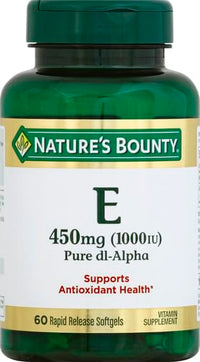 Thumbnail for Nature's Bounty Vitamin E 1000 IU Softgels, Supports Antioxidant Health & Immune System, 1 Pack, 60 Softgels