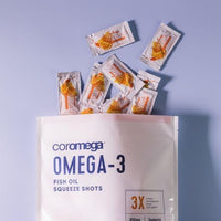 Thumbnail for Coromega Omega 3 Fish Oil Supplement, 650mg of Omega-3s with 3X Better Absorption Than Softgels, Orange Flavor, 30 Single Serve Squeeze Packets