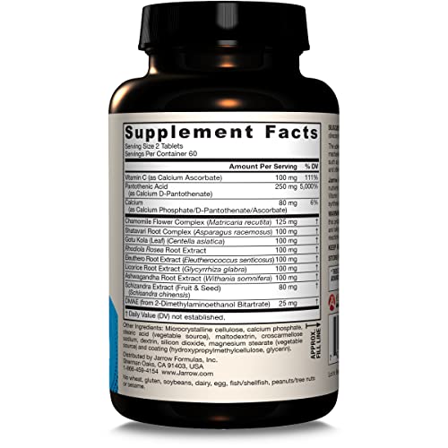 Jarrow Formulas® Adrenal Optimizer® with Ashwagandha, Chamomile and Schizandra Extract, Supports Reduction of Occasional Stress, 120 Vegan Tablets, 60 Day Supply