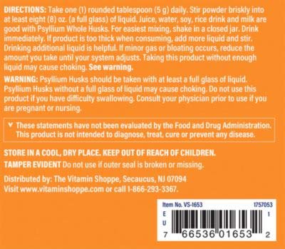 The Vitamin Shoppe Psyllium Whole Husks Easy Mixing Powder Fiber Supplement – 68 Servings (12 oz Powder)