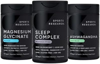 Thumbnail for Sports Research® De-Stress & Sleep Bundle - 160 mg Chelated Magnesium Glycinate, Melatonin-Free Sleep Complex & Ashwagandha Softgels with Coconut MCT Oil for Relaxation, Calm & Sleep Support