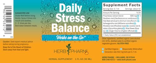 Herb Pharm Herbs on The Go Portable Spray, Daily Stress, 1 Fl Oz