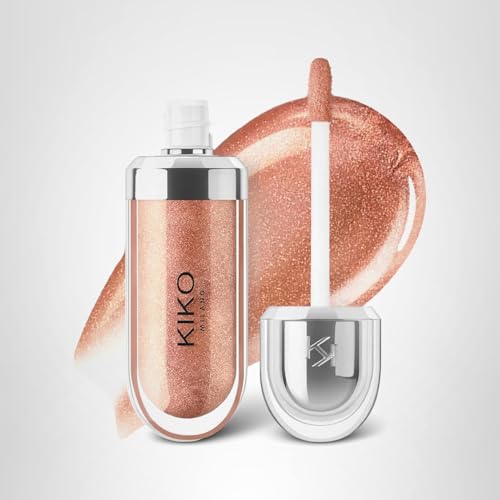 Kiko Milano 3D Hydra Lip Gloss – High Shine, Hydrating, Plumping, Non-Sticky, Moisturizing Lip Makeup – 18 Golden Sparkle – 6.5ml
