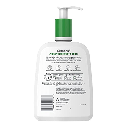 Cetaphil Body Lotion, Advanced Radiance Lotion with Shea Butter for Dry, Sensitive Skin, 20 oz, Fragrance Free, Hypoallergenic, Non-Comedogenic, Packaging may vary