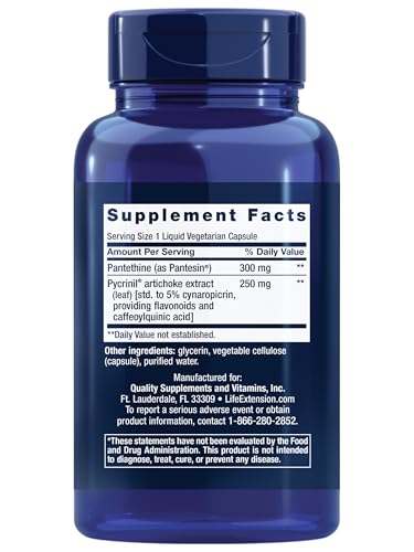 Life Extension CHOL-Support™, Helps Maintain Already Healthy Cholesterol, Heart Health, Artichoke Leaf Extract, Vitamin B5 pantethine, Gluten-Free, Non-GMO, Vegetarian, 60 Capsules