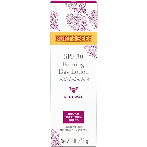 Burt's Bees Renewal SPF 30 Firming Day Face Lotion With Bakuchiol, Sunscreen Face Lotion With Natural Retinol Alternative, 98 Percent Natural Origin Skin Care, 1.8 oz. Tube