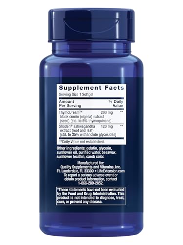 Life Extension Serene Sleep – Ashwagandha, Black Cumin – Sleep Supplement, Calm, Relaxation, Sleep Support Without Melatonin – Once-Daily, Gluten-Free, Non-GMO – 30 Softgels