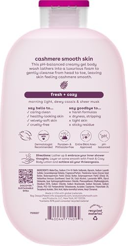 eos Cashmere Body Wash – Fresh & Cozy, Moisturizing Body Wash, Creamy Gel Formula, with Shea Butter, Glycerin, Vitamin E, pH Balanced, Sensitive Skin, Vegan, 16 fl oz
