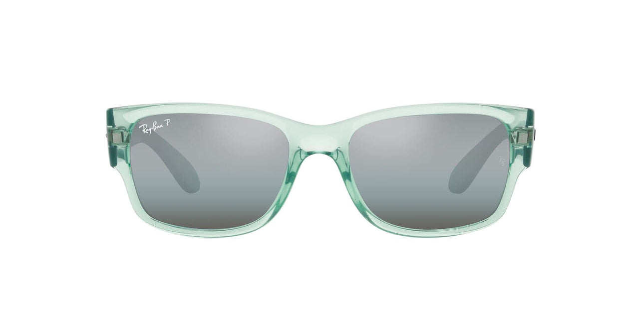 Ray-Ban Unisex RB4388 Square Sunglasses, Transparent Green/Blue Polarized, 58 mm