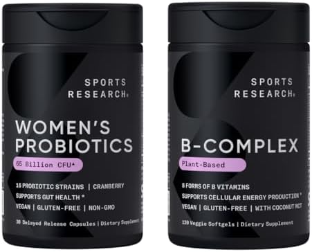 Sports Research® Her Health Power - Women's Probiotics with Prebiotics, 65 Billion CFU and Full Spectrum of B Vitamins with Methylated B12 & Folate