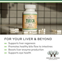 Thumbnail for TUDCA Bile Salts Liver Support Supplement, 500mg Servings, Liver and Gallbladder Cleanse Supplement (60 Capsules, 250mg) Genuine Bile Acid TUDCA with Strong Bitter Taste by Double Wood