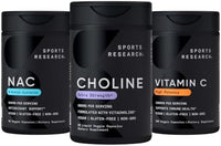 Thumbnail for Sports Research® Liver Support Pack - Extra Strength Choline 800 mg + N-Acetyl L-Cysteine (NAC) 600mg + Vitamin C 1000mg