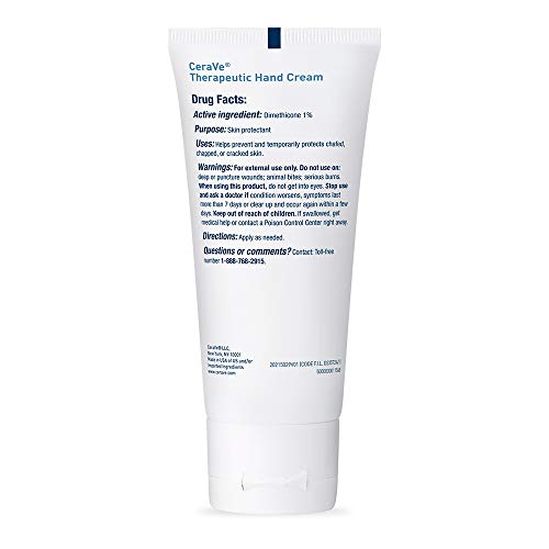 CeraVe Therapeutic Hand Cream for Dry Cracked Hands With Hyaluronic Acid and Niacinamide, Fragrance Free 3 Ounce
