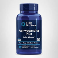 Thumbnail for Life Extension Ashwagandha Plus Calm & Focus, ashwagandha Extract, Spearmint Extract, Focus, Attention, Relaxation, Advanced Formula, 60 Vegetarian Capsules